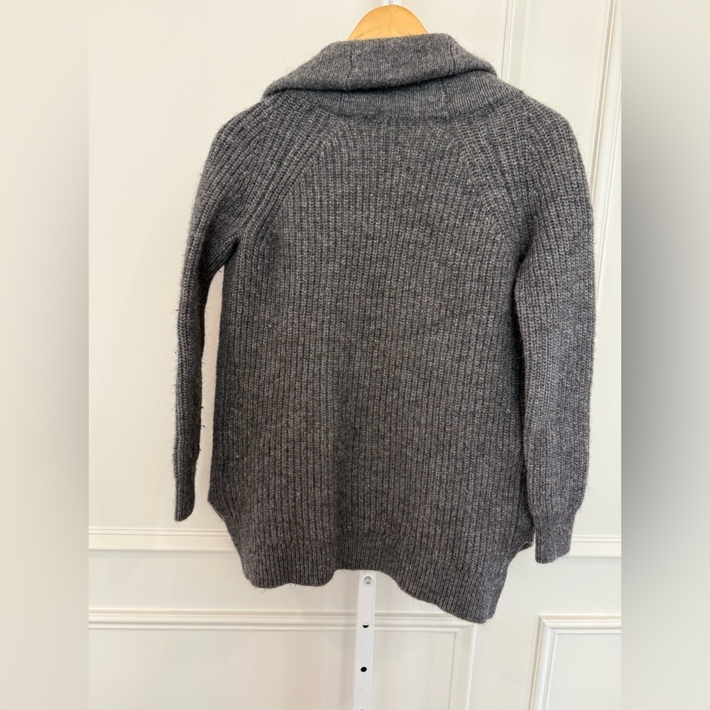 JCrew Wool Alpaca Blend Cozy Gray Open-Front Cardigan - Picture 5 of 7